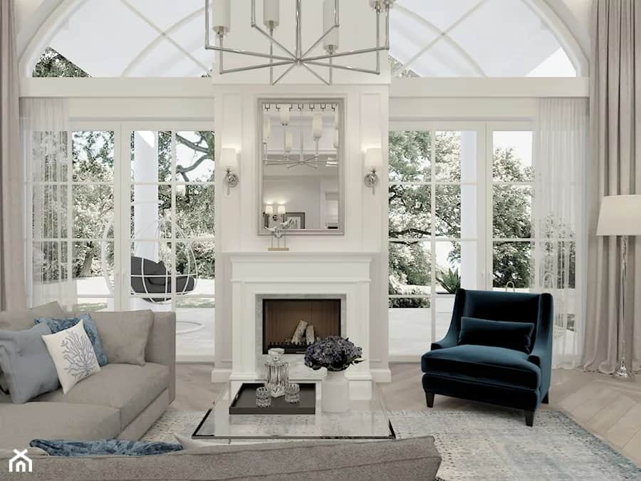 Kominek między oknami: jak stworzyć przytulny salon z ogniem